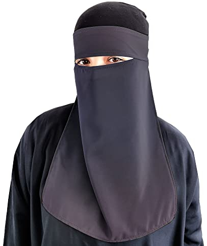 Hijab Niqab Gesichtsschleier Jilbab Abaya Khimar Kopftuch Einteiler Islamischer Schal Ideal Madrassa Moschee Ramadan Eid Hochzeit Alltag, navy, Einheitsgröße