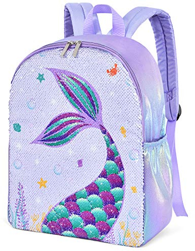 WERNNSAI Schulrucksack für Kinder - Pailletten Meerjungfrau Kinderrucksäcke für Mädchen 15 Inch Vorschule Kindergarten Grundschule Wandern Reise Rucksäcke Laptoprucksäcke Daypacks Schultaschen