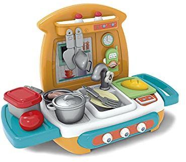 Chicos - Cocina de Juguete My First Cocina de sobremesa | Incluye 15 Accesorios como oOllas, Cubiertos, Fruta y Sartén | a Partir de 18 Meses (84001)