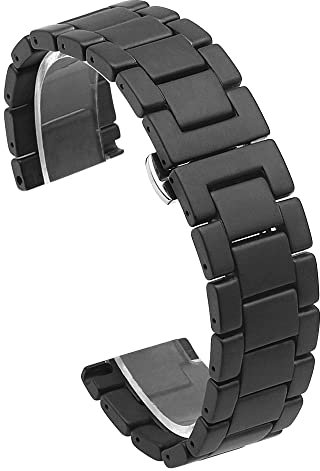 Kai Tian 20mm 22mm Schwarz matt poliertes zweifarbiges Keramikarmband (20mm, Mattschwarz)