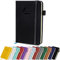 Tasalas Pocket Notebook Portable A6 Notebooks with Inner Pocket and Elastic Band - 80 GSM Lined Paper Notepad, 196 Pages (98 Sheets) Soft & Durable PU Leather Cover (Black)