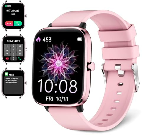 Smartwatch for Women - Call, Fitness Tracker, Heart Rate & Sleep Monitor, 1.69 Touch Screen, Waterproof - For Android & iPhone, Pink