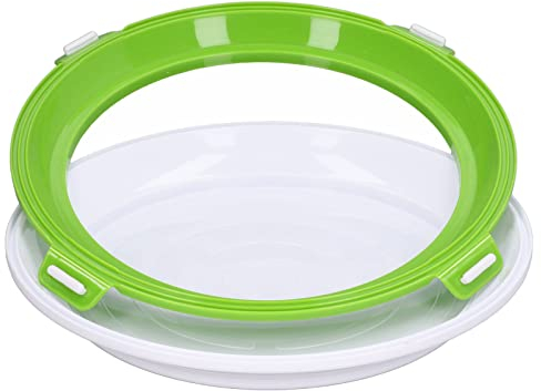 Food Preservation Trays, Stackable Reusable Food Storage Containers Vacuum Fresh Storage Tray Fresh Tray with Plastic Lid for Vegetable Fruit Meat Kitchen(Green)