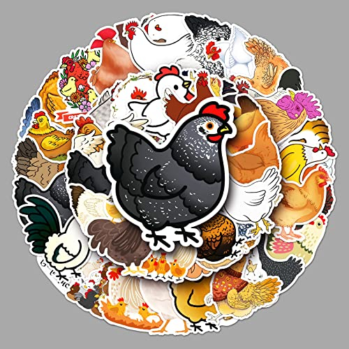 AUCEKO 50 Stück Tiere Chicken Aufkleber Pack Chicken Sticker Set wasserdichte Vinyl Sticker für Laptop Kinder Autos Motorrad Fahrrad Skateboard Gepäck Koffer Computer Aufkleber Graffiti Decal
