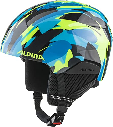 ALPINA Unisex-Kinder PIZI Skihelm, neon-Blue Green Gloss, 46-51 cm