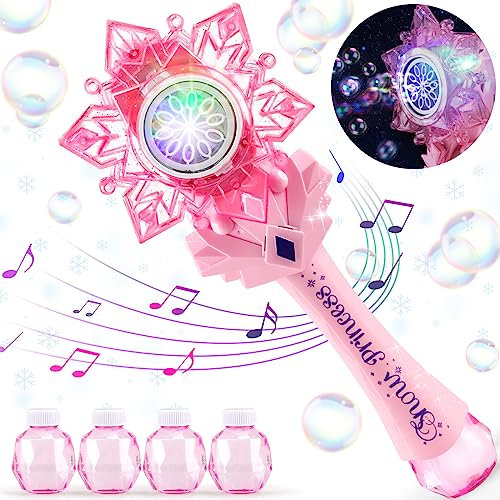 Chridark Toys for 3-8 Year Olds Girls: Princess Light Up Bubble Wand for Kids Gifts for Age 3 4 5 6 7 8 Years Old Kids Birthday Presents Toy for Toddler Ages 3-8 Party Outdoor Bath Bubble Machine
