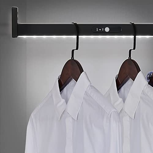 Kleiderstange mit LED-Licht 40–120 cm Kleiderstange Aluminium Kleiderstange mit eingebauter Lithium-Batterie, schwere Kleiderstange 50 kg Belastung, schwarz matt (größe : 550 mm) beautiful scenery