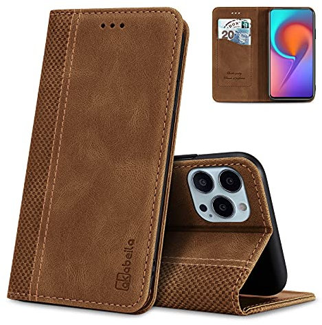 AKABEILA Case for iPhone 15 Pro Max Case PU Leather Flip Folio Wallet Book Case Phone Case Cover with Magnetic Closure Stand Card Slot 6.9 Inch Light Brown