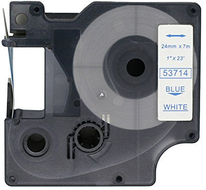 BROVACS 1 Packung Blau auf Weiß Etikettenband kompatibel für DYMO D1 53714 24 mm 1 Zoll OPA2414