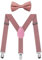 FACATH Kinder Hosenträger Fliege Sets für Weihnachten Party Kostüm Kleid, Y-Form verstellbare Hosenträger mit Schleife Krawatten Geschenkidee für Jungen und Mädchen(Rosa)