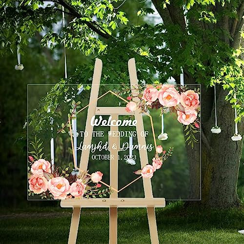 Panneau d'affichage personnalisé en acrylique – Plaque de réception de mariage, entrée, jardin, salle de banquet, porche (panneau de bienvenue de mariage en acrylique – 3)
