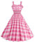 FYMNSI Robe vintage années 50 et 60 à pois vichy rockabilly pour cocktail, mariage, thé, concours de beauté, Volants roses, XL