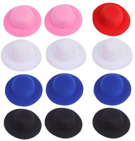TEHAUX Puppenzubehör 20 Stück Mini-Hüte Zum Basteln Miniatur-Puppenhüte 5 Farben Puppen-Bastelhüte Handgefertigte Kleine Hüte Weihnachtsfeier-Puppenzubehör-Dekoration Mini Hut Dekoration