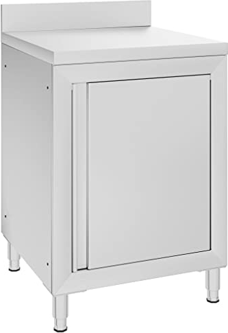 Hommdiy Gastro Arbeitstisch mit Schrank,Arbeitsplatte Küchenschrank Edelstahlschrank Schrank (Silber-60 x 60 x (95-96))