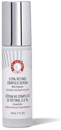 First Aid Beauty – 0,3 % Retinol-Komplex-Serum mit Peptiden, Entwickelt für empfindliche Haut, Hilft sichtbar Linien und Falten zu verbessern mit weniger Reizungen als herkömmliches Retinol, Nicht kom
