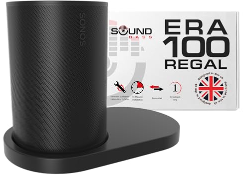 Sound bass ERA100 Shelf Wall Mount, Black, Single (1pc) Compatible with Sonos ERA 100 Speaker, Bracket, Cord Management, Mounting Hardware
