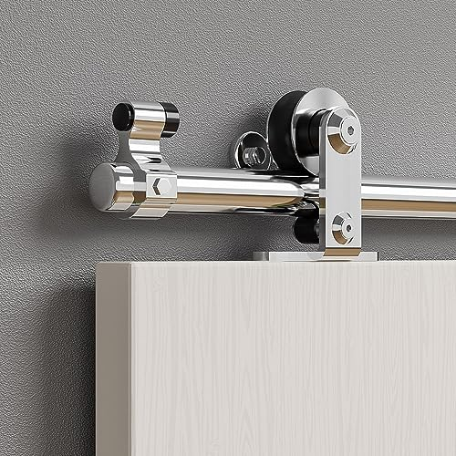 ETIASQSA Riel de puerta corredera de acero inoxidable, 183 cm, juego completo con guía de suelo para 1 puerta de madera (forma T)