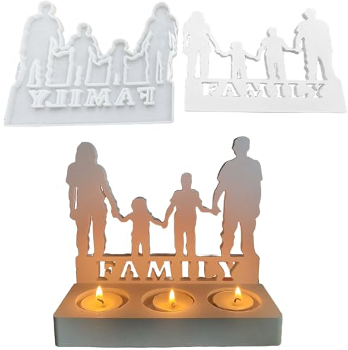 ALEFBET Silikonformen Gießformen Kerzenhalter, DIY Kombination Silikonform Kerzenhalter, Neue Ideen Silikon Gießform Kerzenhalter, Gipsformen zum Gießen (Einsatz - FAMILY)