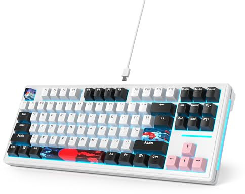 iTastatur 75 Percent Gasket Mounted Mechanical Keyboard Hot Swappable,Wired 87 Key TKL Mechanical Keyboard,RGB Backlit,Custom White Switch NKRO Gaming Keyboard Suitable for Win/Mac (Olivia)
