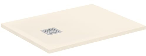 Ideal Standard - Ultra Flat S+, Plato de ducha rectangular ultrafino de resina efecto piedra, 90 x 70 cm, Ideal Solid, desagüe lado corto, arena