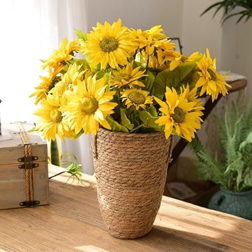 LIUWEIBIN Coprivasi di Fiori Originali,Vaso di Fiori Interno di Grandi Dimensioni Chic,Supporto per Piante Interne Design,Coperchio Vaso in Vimini Intrecciato,Coperchio Vaso per Piante Interne (M)