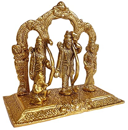 Swadeshi Desire Shri Ram Darbar Statue aus Metall für Pooja Lord Rama Laxman Sita