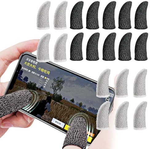 Visxcnu 20 pcs Gaming Finger Sleeves - pour Le Jeu Mobile - PUBG Mobile Gaming Finger Sleeve - Gants pour Les Doigt Portable Pouce Trigger Touchscreen Couteaux Out/PUBG pour Android et iOS