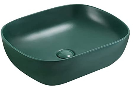 CYYHGD Lavabo de baño Fregadero de encimera Verde Mate Lavabo artístico de cerámica Fregadero de baño Rectangular con escurridor Accesorios de baño Fregadero de Recipiente (Verde 48x40