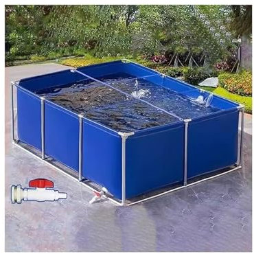 Piscina Fuori Terra, Piscina per Stagno per Pesci in Tela con Staffa in Metallo Acquario Rotondo Grande Pieghevole Piscina per Bambini Acquario per Irrigazione Agricola Cultura Koi(2x4x0.8m)