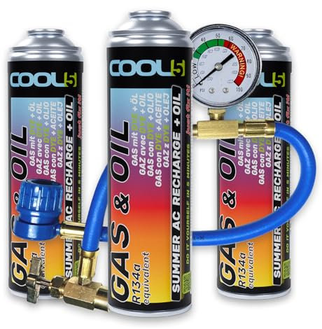 Cool5 Kit de réparation de climatisation Summer Full KIT avec tuyau manomètre pour voitures 1995-2016 + produit