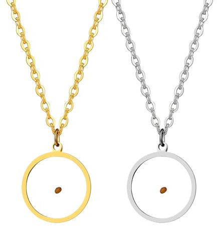 JewelryWe Senfkorn Runde Halskette Damen: 2pcs Edelstahl Senfsaat Kreis Anhänger Senfsamen Glauben Christliche Kette Christian Religiöses Minimalistisches Schmuck inspirierende Geschenke für Frauen