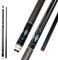 OKHEALING Taco de billar T700 de fibra de carbono de 147 cm, 12,9 mm, punta de piel de cerdo multicapa, virola fenólica negra, junta de 1/2 junta hecha a mano recta para 8 bolas/9 bolas, 538.6-567.0