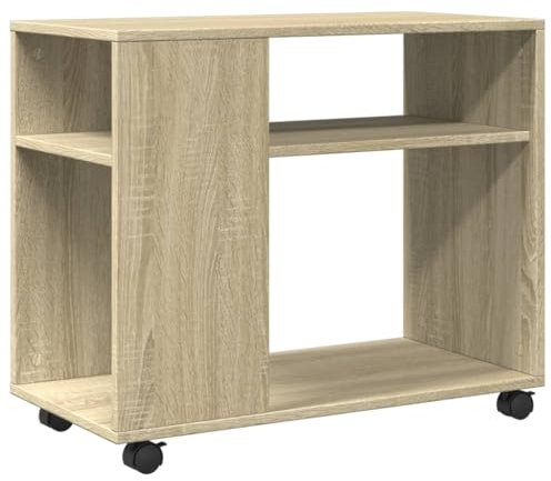 vidaXL Beistelltisch, Couchtisch mit Rollen Stauraum, Sofatisch Kaffeetisch für Wohnzimmer, Wohnzimmertisch Tisch, Sonoma Eiche Holzwerkstoff