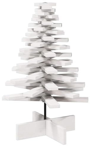 vidaXL Albero di Natale Decorativo Bianco 80 cm Legno Massello di Pino, Albero Natalizio con Rami rotanti, Albero in Legno, Decorazione Natalizia