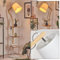 HOFSTEIN Lampada da terra Tukchor, lampada da terra in legno/metallo/tessuto naturale/bianco, lampada regolabile in stile bohémien con ripiani e interruttori, 152,5 cm, E27, soggiorno, camera da