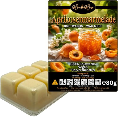 WonderWax® Duftriegel 6 x Duftwachs Würfel Weiß Würzige Aprikosenmarmelade | Farbe: Weiß | Raumduft für Duftlampen, Wax Melt, Sojawachs, Indoor Duftöl Wachs schmelzen für Aromalampe
