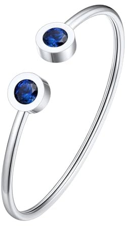 FOCALOOK Armband Damen Edelstahl Offene Verstellbare Geburtsstein Armbänder Silber/Gold für Damen Frauen Geschenke für Geburtstag Weihnachten Muttertag