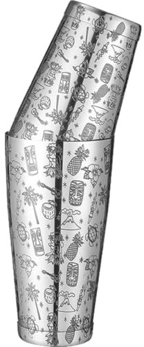 Fituenly Shaker per Cocktail Boston Shaker in Acciaio Inossidabile con Motivo Inciso Martini Drink Shaker Professionale