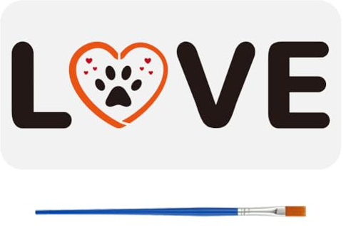 FINGERINSPIRE Malschablone Pet Love Mit Pinsel 15x30cm Zeichenvorlage Mit Tierpfotenabdruck Liebesherz DIY Kunst Dekorationsschablone Zum Malen Auf Holz Wänden Stoffen Und Möbeln
