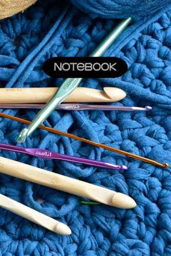 Notebook/ Journal | Blue Jersey Yarn Crocheted Project with Needles and Skein of Yarn | 6x9 | 120 Lined pages
