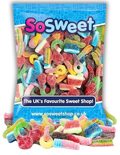 SoSweet Fizzy Sweet Mix – 1kg Bulk Bag of Tangy Pick & Mix Sweets | Sour Party Candy, Sharing Treats | Fizzy Fruit Flavour Favourites | Long Shelf Life