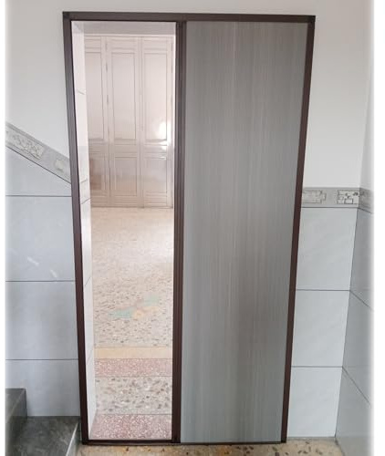 Porte Coulissante Accordéon Pliante Porte Accordéon Pliante Pour Salon/douche/cuisine, Largeur 73, 83, 93, 103, 113 Cm, Portes Intérieures En Accordéon Grises Avec Cadre En Aluminium, Sans Perçage(83x