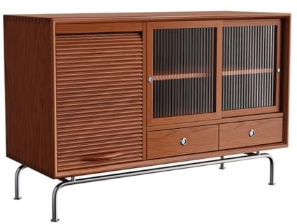 MYVVKIA Buffet en Bois Massif avec Portes à volet Roulant, Meuble de Rangement pour Salon, Meuble de Rangement Moderne pour Buffet, Meuble de Restaurant, Meuble de Rangement pour Couverts