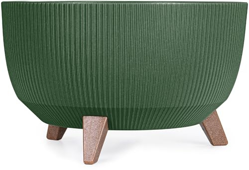 KONZEPT Blumentopf mit Füßen – großer Blumenkübel aus Kunststoff, runde Pflanzschale 47 cm – modern & wetterfest, für Innen und Außen