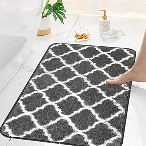 Famibay Badezimmerteppich rutschfest Badematte Waschbar in Waschmaschine Absorbierende Badteppich 50x80 Anthrazit Weiche Badvorleger Teppich Badezimmer Deko Bad Accessoires