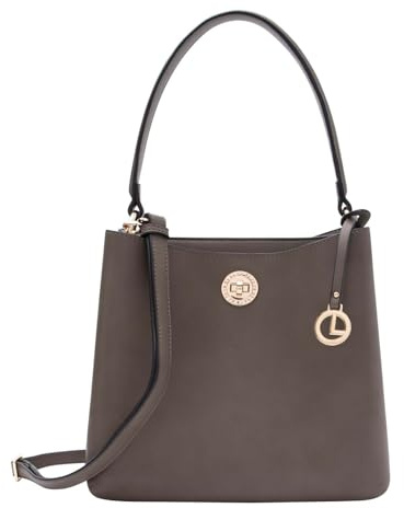 L.CREDI Schultertasche Umhängetasche Filippa Hobo Dark Taupe braun