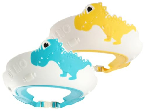 Hoement 2 Stück Kinder Duschhaube Mit Ohrenschutz Badekappe Aus Weichem Kunststoff Spritzschutz Shampoo Mütze Für Baden Duschen Kleinkinder