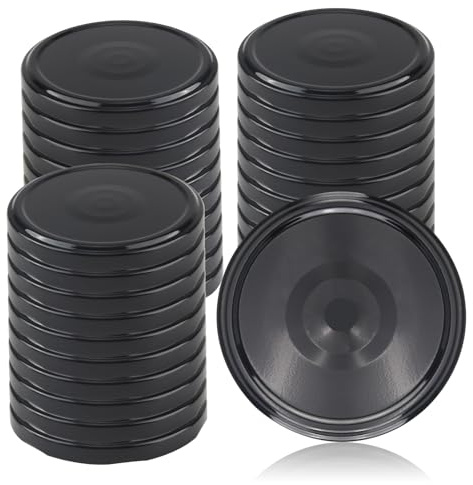 Xbessc Schraubdeckel Deckel für Gläser 82mm 30 Stück Schwarz Ersatzdeckel | Ersatzdeckel für Einmachgläser Metall Rundschreiben Twist Off Deckel mit 6 Einrastzähnen für Marmelade Einkochen Vorrat