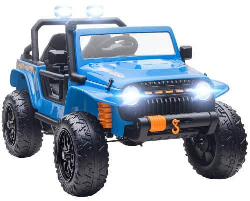 AIYAPLAY Kinder Elektroauto 12V mit Fernbedienung 2 Motor 3-8 Jahre Blau | Kinderauto Elektrisch, Kinderfahrzeug mit Hupe, LED, Musik, Elektrofahrzeug mit Eltern-Kind-Sitz, 4 gefederten Rädern