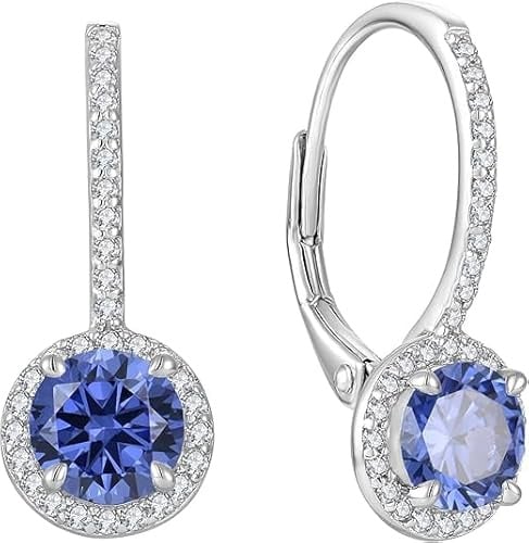 Starnny Ohrringe Silber 925 Damen Dezember Geburtsstein Tansanit Anhänger Ohrhänger Schmuck Geschenk für Frauen (Runde)